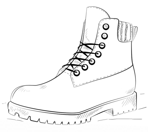 Hiking Boot  Coloring Page